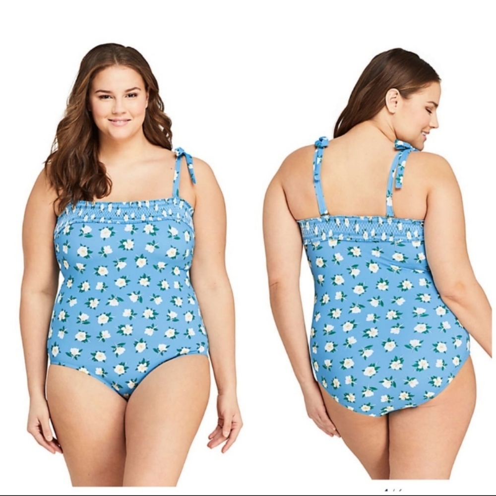 Draperies James x Lands' End Women's Plus Size Bandeau One Piece Swimsuit
